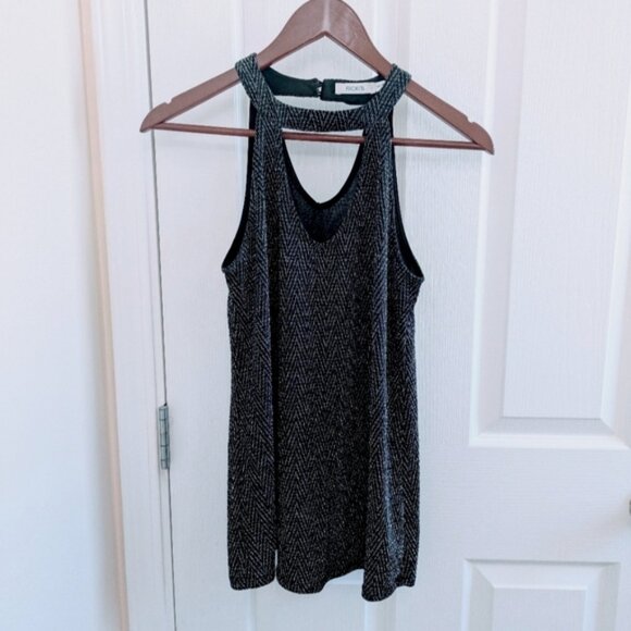 Ricki's Black and Silver Shiny Chevron Tank Top - Great Condition - Picture 2 of 6